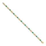 14k Complete Diamond and Oval Emerald Infinity Link 7.25 inch Bracelet - BM-1E9008A0-6504