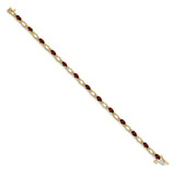 14k Complete Diamond and Oval Garnet Heart Accent 7 inch Bracelet