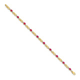 14k Complete Diamond and Oval Ruby Infinity Link 7.25 inch Bracelet - BM-AA77B1D0-8514