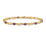 14k Complete Diamond and Oval Ruby Infinity Link 7.25 inch Bracelet - BM-AA77B1D0-8514