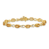 14k Complete Oval Citrine and Diamond Fancy Link 7 inch Bracelet