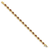 14k Complete Oval Garnet Bezel-set 7 inch Bracelet