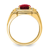 14k Created Checkerboard Ruby and Diamond Mens Ring