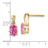 14K Created Pink Sapphire and Diamond Earrings