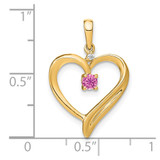 14k Created Pink Sapphire and Diamond Heart Pendant - PM-F71072FB-2892