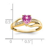 14k Created Pink Sapphire and Diamond Heart Ring