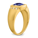 14k Created Sapphire and Diamond Mens Ring - RM-2D591A1D-5235