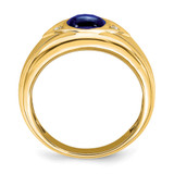 14k Created Sapphire and Diamond Mens Ring - RM-7B754C4B-9664