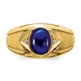 14k Created Sapphire and Diamond Mens Ring - RM-7B754C4B-9664