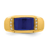 14k Created Sapphire and Diamond Mens Ring - RM-E158606B-9571