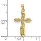 14K Cross w/ Filigree Center Charm