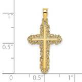 14K Cross w/ Filigree Lace Trim Charm