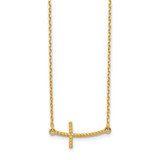 14k Curved Textured Sideways Cross 19 inch Necklace