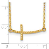 14k Curved Textured Sideways Cross 19 inch Necklace