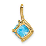 14k Cushion Blue Topaz and Diamond Pendant - PM-35F393CD-5317