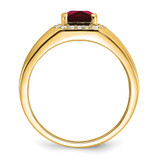 14k Cushion Created Ruby and Diamond Mens Ring - RM-237E1D94-7035