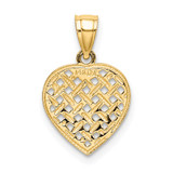 14K Cut-Out and Textured Woven Heart Charm