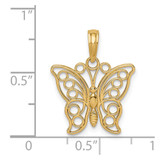 14K Cut-out Butterfly Large Pendant