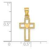 14K Cut-Out Cross w/ Heart Charm