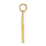 14K Cut-Out Heart Design Cross Charm