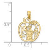 14k Cut-out NEW YORK w/Statue of Liberty in Apple Charm