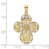 14K Cut-Out w/ Rounded Tips Filigree Cross Charm