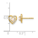 14K CZ and Created Opal Heart Post Earrings