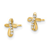 14k CZ Cross Post Earrings - YE-18D8A2AC-4684