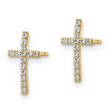 14k CZ Cross Post Earrings - YE-D5487871-5771
