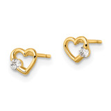14k CZ Heart Post Earrings - YE-EB607360-2632