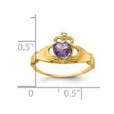 14k CZ June Birthstone Claddagh Heart Ring