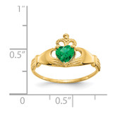 14k CZ May Birthstone Claddagh Heart Ring