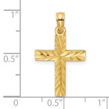 14K D/C Block Cross  Charm