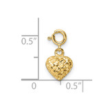 14K D/C Heart w/ Spring Ring Clasp Charm