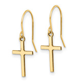 14k Dangle Cross Shepherd Hook Earrings - TM-BBF111C4-4917
