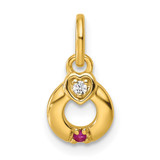 14k Dia Heart w/ 1 Birthstone Mother's Circle Pendant Semi-Mount
