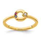 14k Dia. Heart with 2 Birthstone Mother's Circle Ring Semi-mount