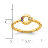 14k Dia. Heart with 2 Birthstone Mother's Circle Ring Semi-mount