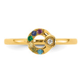 14k Dia. Heart with 6 Birthstone Mother's Circle Ring Semi-mount