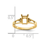 14k Diamond / 7x5mm Emerald-cut Gemstone Ring Mounting