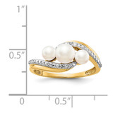 14k Diamond and FW Cultured 3-Pearl Bypass Ring