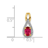 14k Diamond and Oval .50 Ruby Pendant