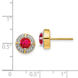 14k Diamond and Ruby Fancy Halo Earrings