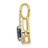 14k Diamond and Sapphire Teardrop Halo Pendant