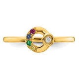 14k Diamond Heart w/ 4 Birthstone Mother's Circle Ring Semi-mount