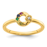 14k Diamond Heart w/ 5 Birthstone Mother's Circle Ring Semi-mount