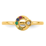 14k Diamond Heart w/ 5 Birthstone Mother's Circle Ring Semi-mount