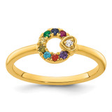 14k Diamond Heart w/8 Birthstone Mother's Circle Ring Semi-mount
