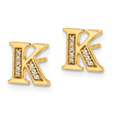14k Diamond Initial K Earrings