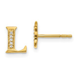 14k Diamond Initial L Earrings